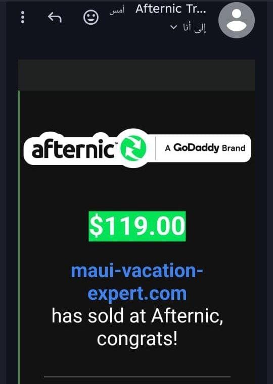 بيع دومين maui-vacation-expert.com بسعر 119 دولار على Afternic