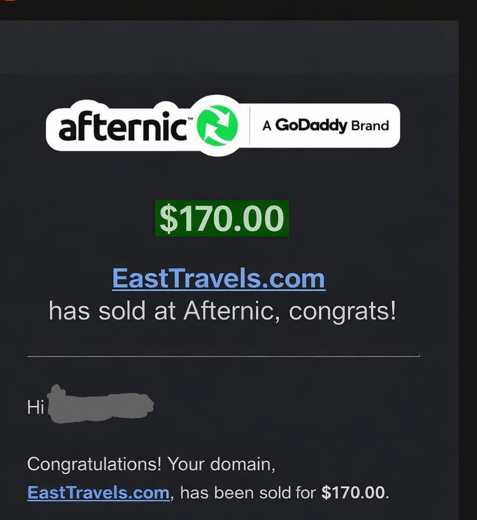 بيع دومين EastTravels.com بسعر 170 دولار على Afternic