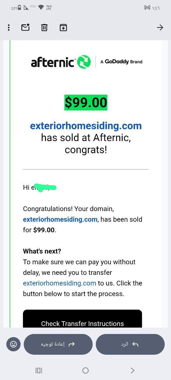 بيع دومين exteriorhomesiding.com بسعر 99 دولار على Afternic