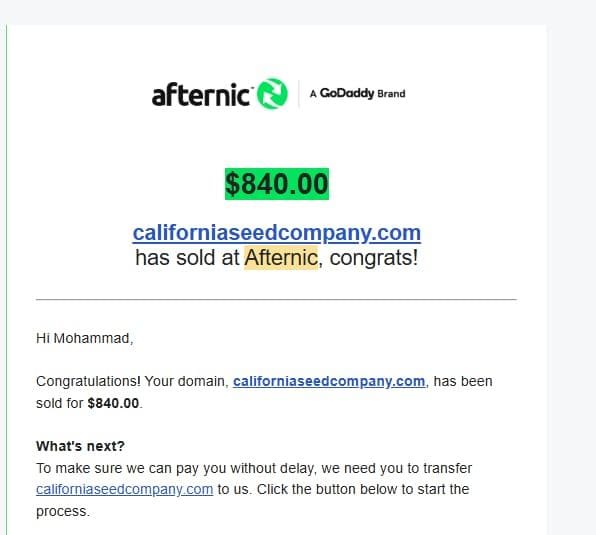 بيع دومين californiaseedcompany.com بسعر 840 دولار على Afternic