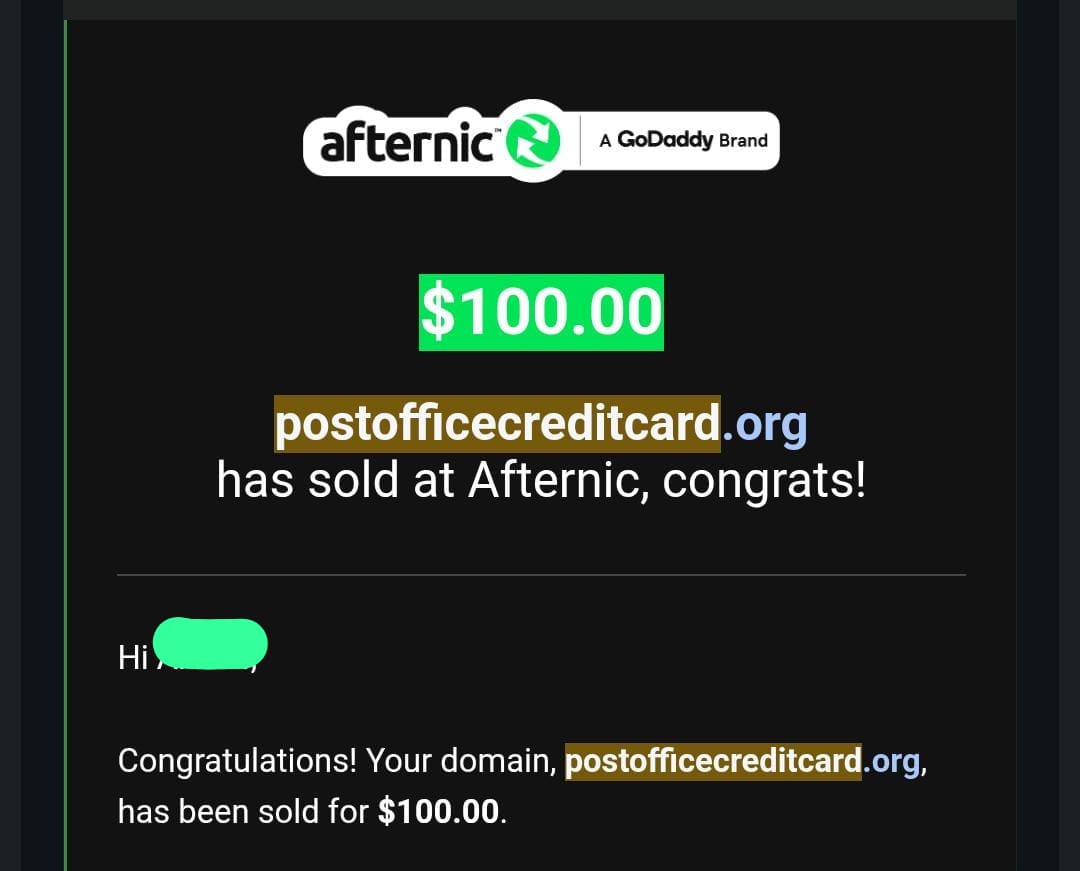 بيع دومين postofficecreditcard.org بسعر 100 دولار على Afternic